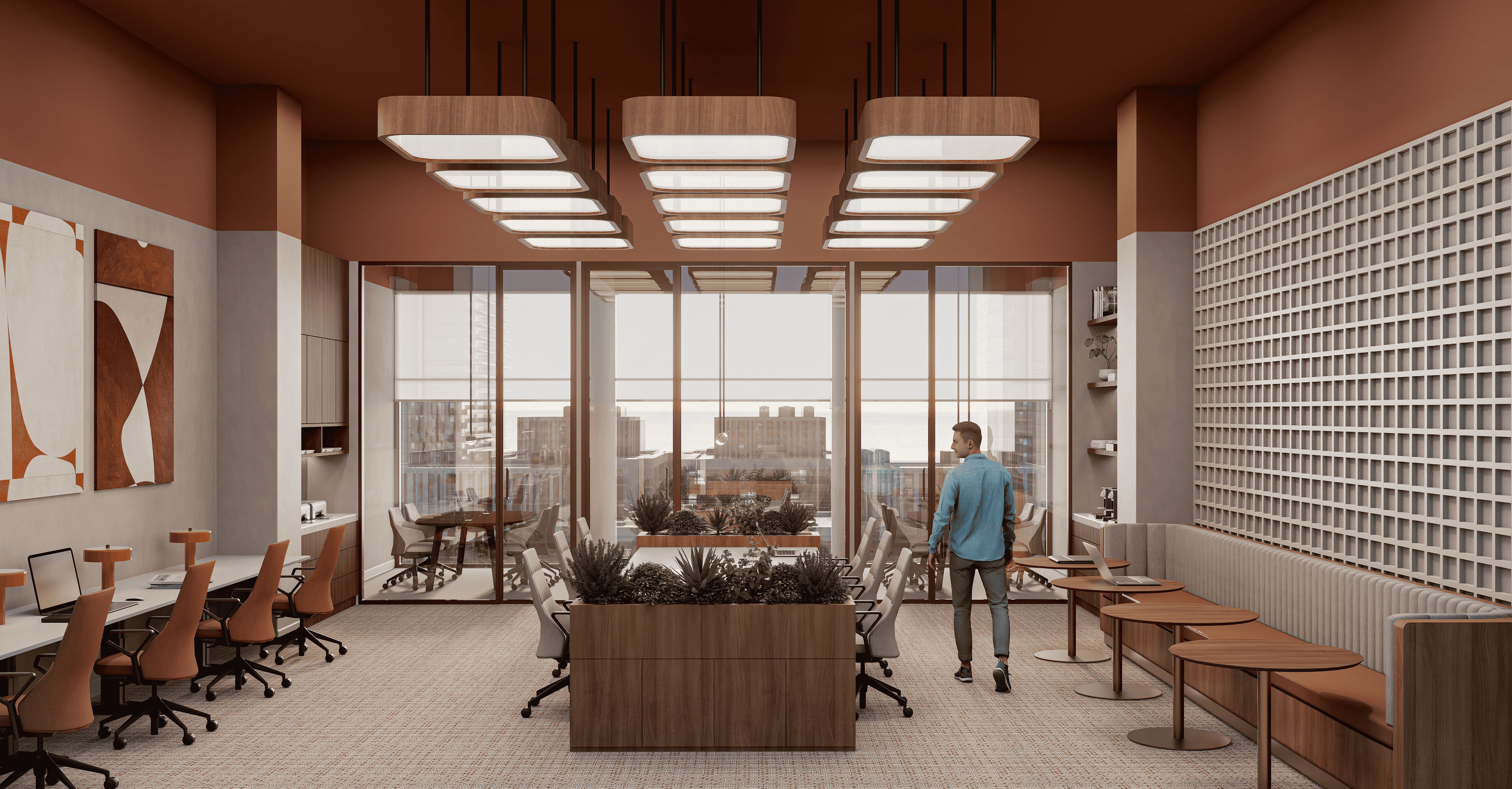 Espacio de coworking moderno y funcional